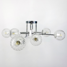 Люстра стельова Light House LF-17376/8CR+WT+CL хром+білий, колір плафону прозорий