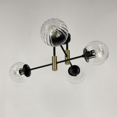 Люстра стельова Light House LF-17376/4 TBS+BK+CL чорний + латунь, колір плафона прозорий 
