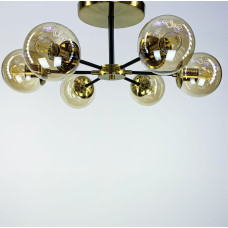 Люстра стельова Light House LNF-17491/6 AB+BK колір плафону янтарний