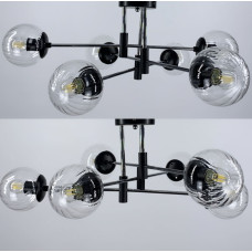 Люстра стельова Light House LF-17376/6 CR+BK+CL чорний+хром, колір плафону прозорий