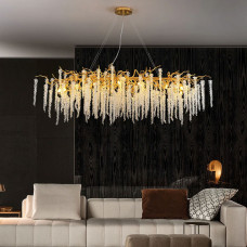 Люстра підвісна кришталева Light House LNF-17434/10P L 100см золото (цоколь G9)