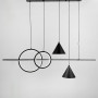 Зображення Люстра підвісна Light House LNF-17422 120 см чорна з 2 світлодіодними колами 30Вт та з 2 конусними плафонами ИМ Light-Deco 4 