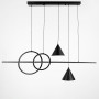 Зображення Люстра підвісна Light House LNF-17422 120 см чорна з 2 світлодіодними колами 30Вт та з 2 конусними плафонами ИМ Light-Deco 5 