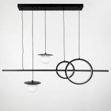 Люстра підвісна Light House LNF-17423 120 см чорна з 2 світлодіодними колами 35Вт та з 2 плафонами