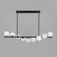 Видовжена чорна люстра BALLS WAVE з 9 білими плафонами