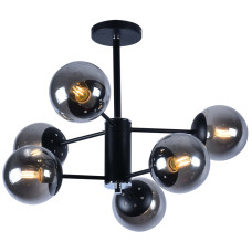 Люстра молекула стельова Light House SRS-20781/6 чорний + хром, плафон димчастий