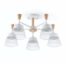 Люстра потолочная для гостиной и спальни Light House SRS-20562/5 белая + дерево