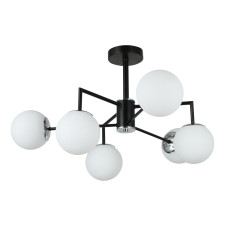 Люстра молекула потолочная Light House SRS-20774/6 черная + хром, плафоны белые