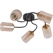 Люстра потолочная Light House SRS-20699/5 черный + медь, плафон янтарный