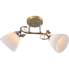 Люстра потолочная Light House SRS-20741/2 золотой + хром, плафон белый матовый