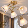 Изображение Люстра потолочная Light House SRS-20857/3 золотой + хром, плафон белый с каймой ИМ Light-Deco 