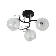 Люстра стельова Light House SRS-20883/3 чорний + хром, плафон матовий + прозорий з візерунком