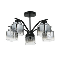 Люстра потолочная Light House SRS-20667/5 черная, плафоны дымчатые