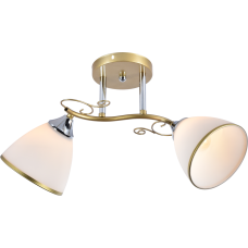 Люстра потолочная Light House SRS-20737/2 золотой + хром, плафон белый матовый с каймой