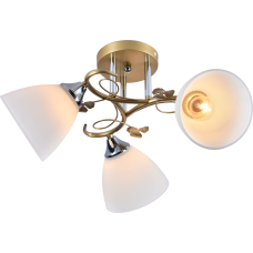 Люстра потолочная Light House SRS-20741/3 золотой + хром, плафон белый матовый