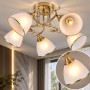 Изображение Люстра потолочная Light House SRS-20857/5 золотой + хром, плафон белый с каймой ИМ Light-Deco 