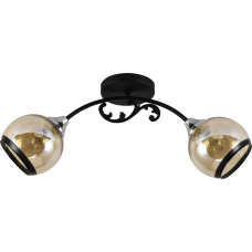 Люстра потолочная Light House SRS-20700/2 черный + хром, плафон янтарный с каймой