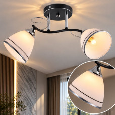 Люстра потолочная Light House SRS-20856/2 черный + хром, плафон белый с каймой