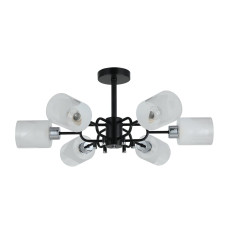 Люстра стельова Light House SRS-20764/6 чорний + хром, плафон білий + сірий