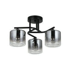 Люстра стельова Light House SRS-20865/3 чорна, плафон димчастий + прозорий