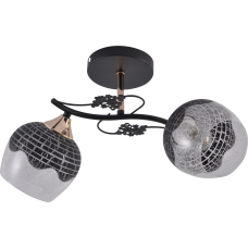 Люстра стельова Light House SRS-20744/2 чорний + золотий, плафон чорний + прозорий з візерунком