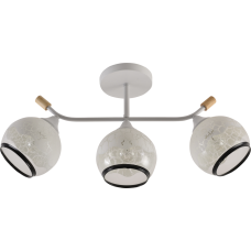 Люстра стельова Light House SRS-20718/3 білий + дерево, плафон білий з облямівкою