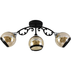 Люстра потолочная Light House SRS-20700/3 черный + хром, плафон янтарный с каймой