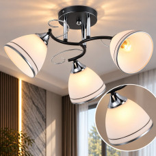 Люстра потолочная Light House SRS-20856/3 черный + хром, плафон белый с каймой
