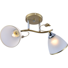 Люстра стельова Light House SRS-20703/2 золото + хром, плафон білий матовий з облямівкою