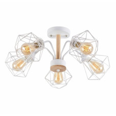 Люстра потолочная в стиле лофт Light House SRS-20603/5 WT белая + дерево