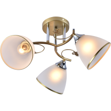 Люстра стельова Light House SRS-20703/3 золото + хром, плафон білий матовий з облямівкою