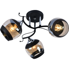 Люстра стельова Light House SRS-20740/3 чорний + хром, плафон чорний + прозорий