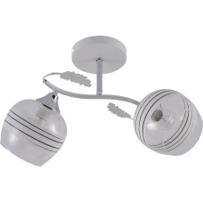 Люстра потолочная Light House SRS-20727/2 белый + хром, плафон прозрачный + белый с узором