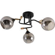 Люстра стельова Light House SRS-20719/3 чорний + золото + дерево, плафон сірий глянцевий