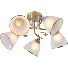 Люстра стельова Light House SRS-20703/5 золото + хром, плафон білий матовий з облямівкою
