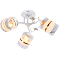 Люстра стельова Light House SRS-20733/3 білий + золотий, плафон прозорий + білий із золотом