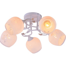 Люстра потолочная Light House SRS-20730/5 белый + золотой, плафон белый матовый с узором
