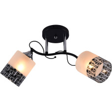Люстра потолочная Light House SRS-20714/2 черный + хром, плафон белый + прозрачный с узором