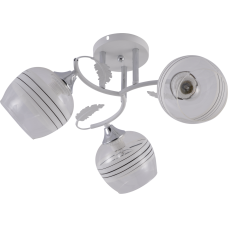 Люстра потолочная Light House SRS-20727/3 белый + хром, плафон прозрачный + белый с узором