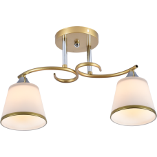 Люстра потолочная Light House SRS-20743/2 белый + золотой, плафон белый с каймой