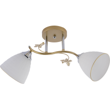 Люстра стельова Light House SRS-20734/2 золотий + хром, плафон білий матовий з облямівкою