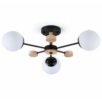 Люстра стельова на 3 плафони VALESO XL25061-3 для вітальні та спальні Чорний дерево XL25061-3