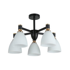 Люстра стельова Light House SRS-20773/5 чорний + золото, плафон білий 