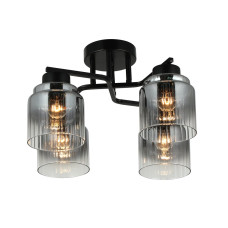 Люстра потолочная Light House SRS-20664/4 черная, плафоны дымчатые
