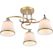 Люстра потолочная Light House SRS-20743/3 белый + золотой, плафон белый с каймой