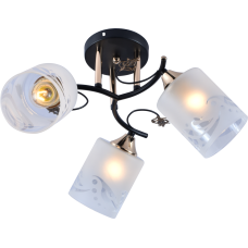 Люстра потолочная Light House SRS-20702/3 черный + золото, плафон белый матовый с узором