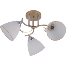 Люстра стельова Light House SRS-20734/3 золотий + хром, плафон білий матовий з облямівкою
