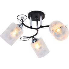 Люстра стельова Light House SRS-20736/3 чорний + хром, плафон білий з візерунком