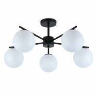 Люстра стельова на 5 плафонів VALESO 513-5 для вітальні та спальні металева чорна