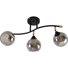 Люстра стельова Light House SRS-20717/3 чорний + золото + дерево, плафон сірий глянцевий